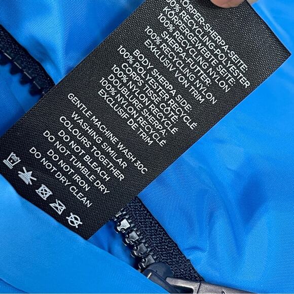 Reversible Polar Quilted sherpa Jacket Large Navy Cornflower - Picture 11 of 15